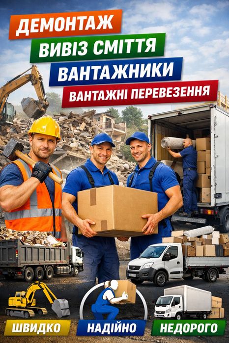 Демонтаж | Вивіз сміття | Вантажники | Перевезення
