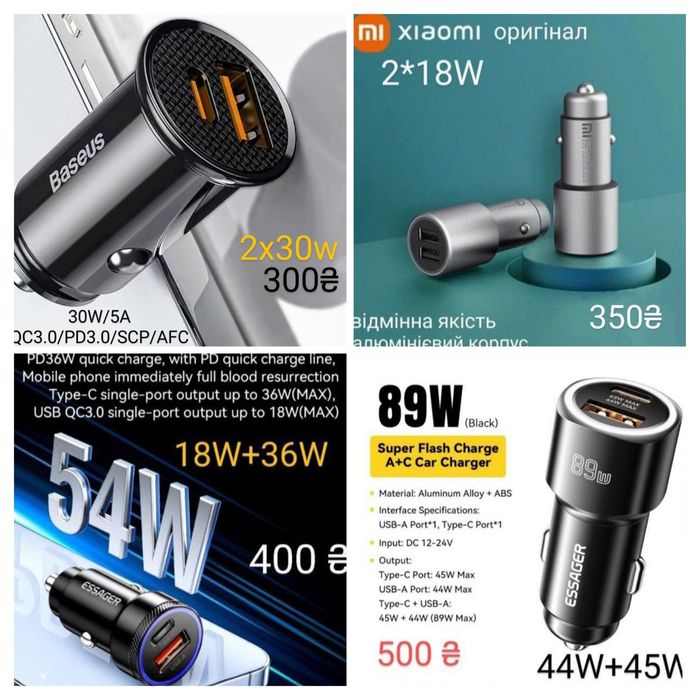Якісна зарядка в авто 30-140w автозарядка