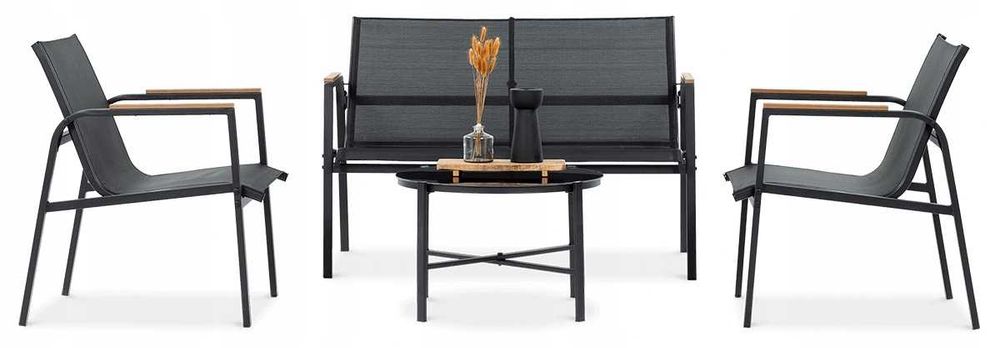 Zestaw Mebli Ogrodowych Tarasowych na balkon 2x Fotel Sofa Stolik hit