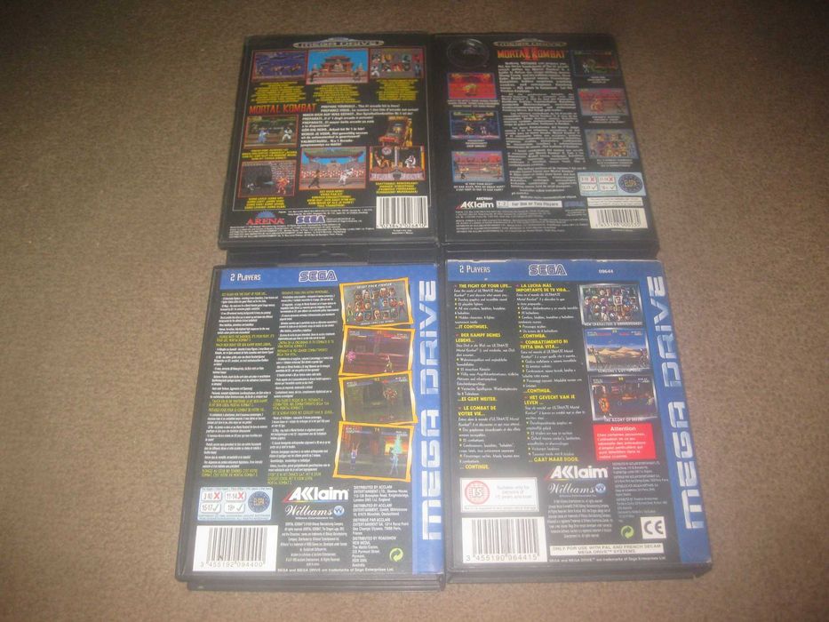 Colecção Completa dos 4 jogos "Mortal Kombat" para Sega Mega Drive!