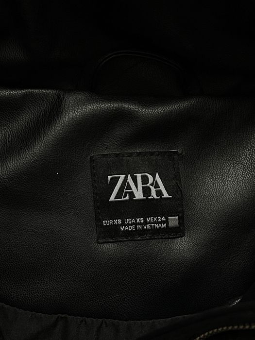 Кожаный пуховик ZARA (кожаная куртка-пуховик зара)