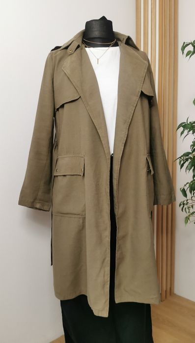 Elegancki płaszcz wiosenny, trencz prochowiec, new look, L, 40