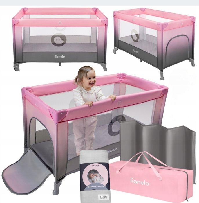 Lionelo pink ombre łóżeczko turystyczne kojec