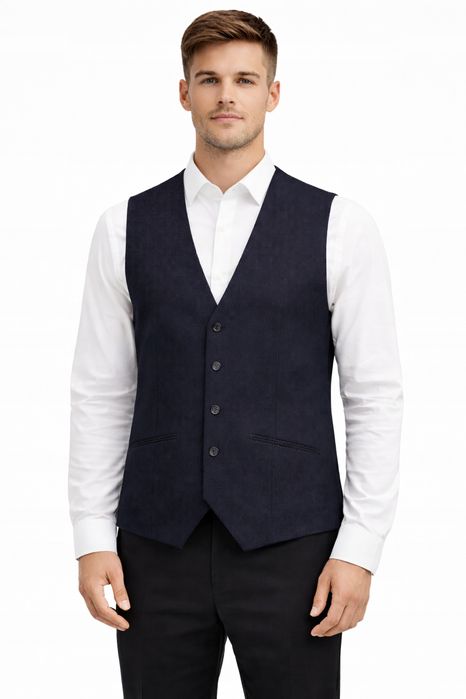 Selected homme granatowa elegancka kamizelka z dekoltem v 50 n1a
