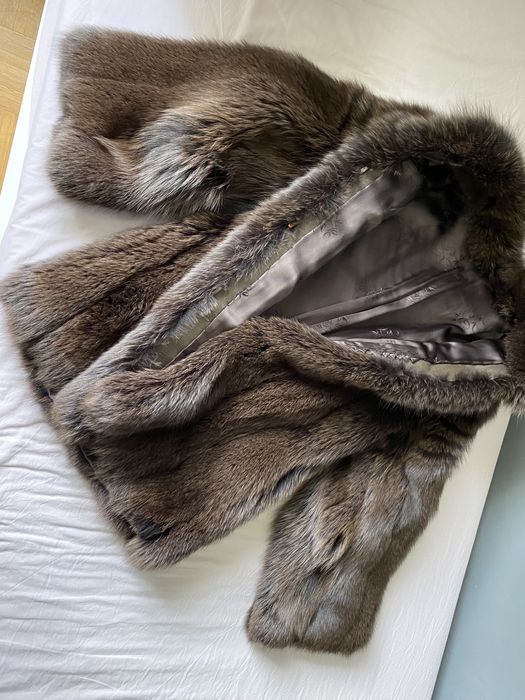 Futro z lisa naturalne kolor czekoladowy  rozmiar M