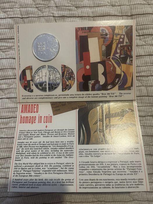 Moeda 100 Escudos Amadeo de Souza-Cardoso 1989 Prata 925 BNC INCM