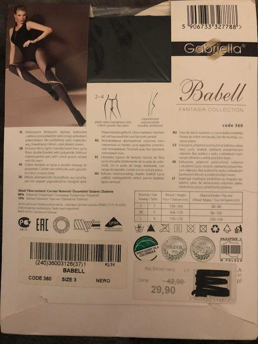 Rajstopy Damskie Babell Gabriella Czarny 3/L