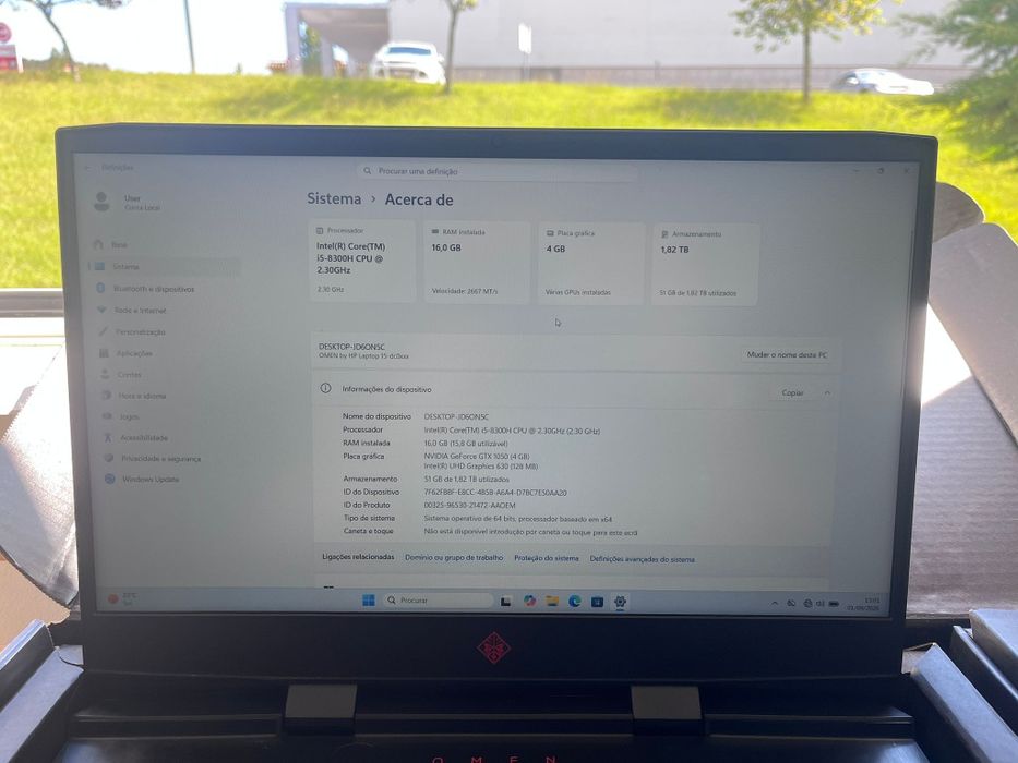 HP omen 15 com 2 TB de disco e 16 GB RAM