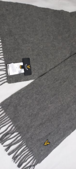Lyle & Scott szalik 100% wełniany szary szkocki bdb