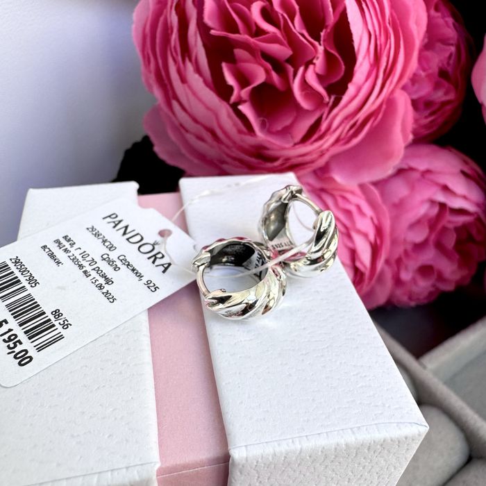 Сережки Pandora Пандора/ Серьги Pandora/ оригінал нові кільця срібло