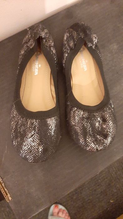 Balerinki czarno- srebne