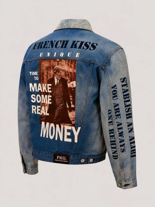 Casaco Exclusivo Upcycled – Peça Única (1 of 1) – Casaco Personalizado FKU “Make Some Real Money”