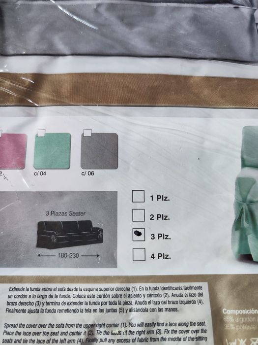 Capas protetoras de sofás de 2 e 3 lugares. Cor pérola.