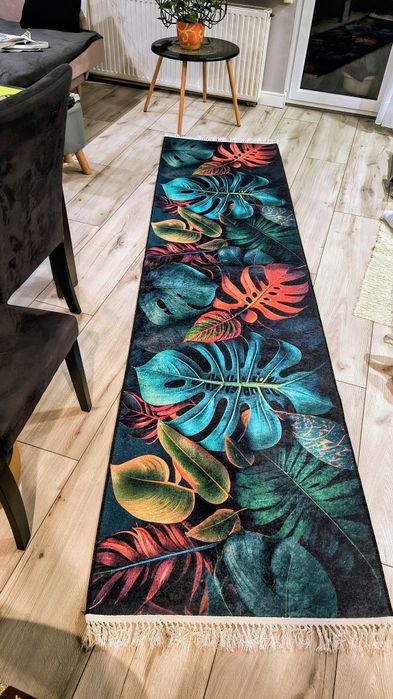 Chodnik Nowy Dywan liście  antypoślizgowe 80x300cm