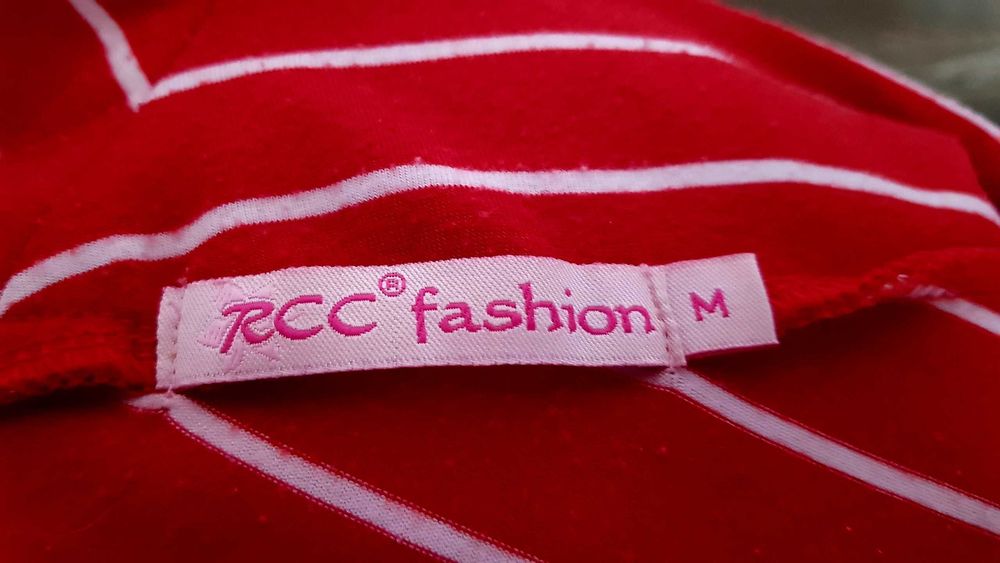 CZERWONA Bluzka  w białe paski