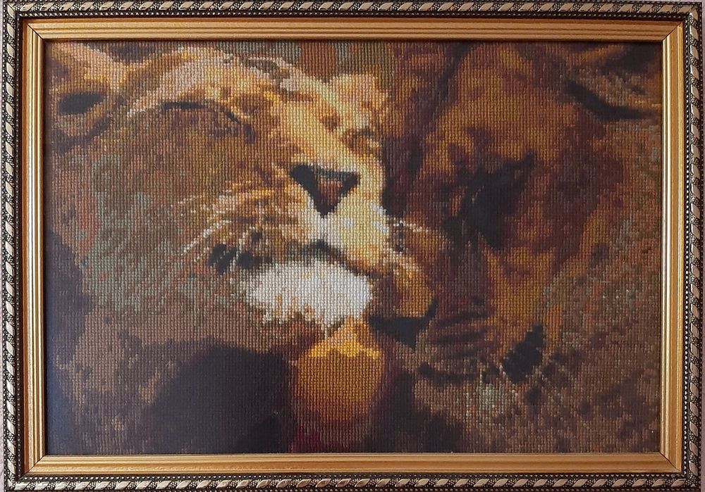 Картина вишита хрестиком ,,Левова ніжність,,