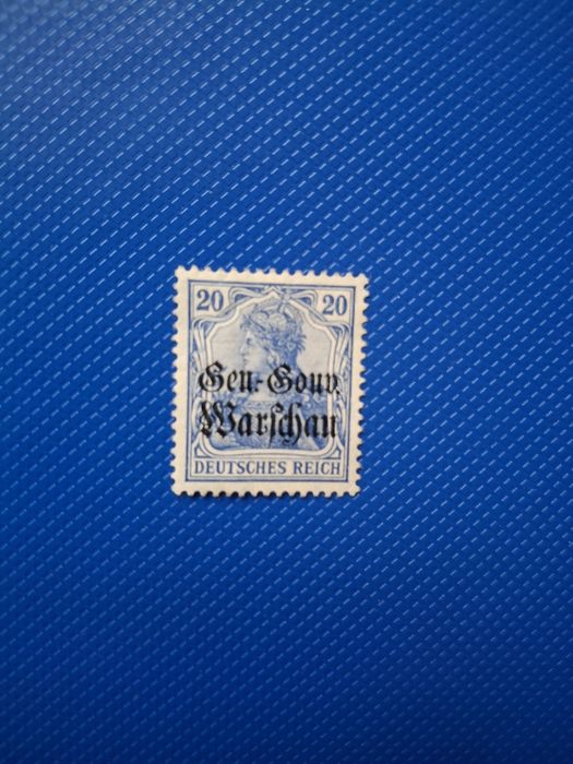 Polskie znaczki na niemieckich znaczkach "Germania"