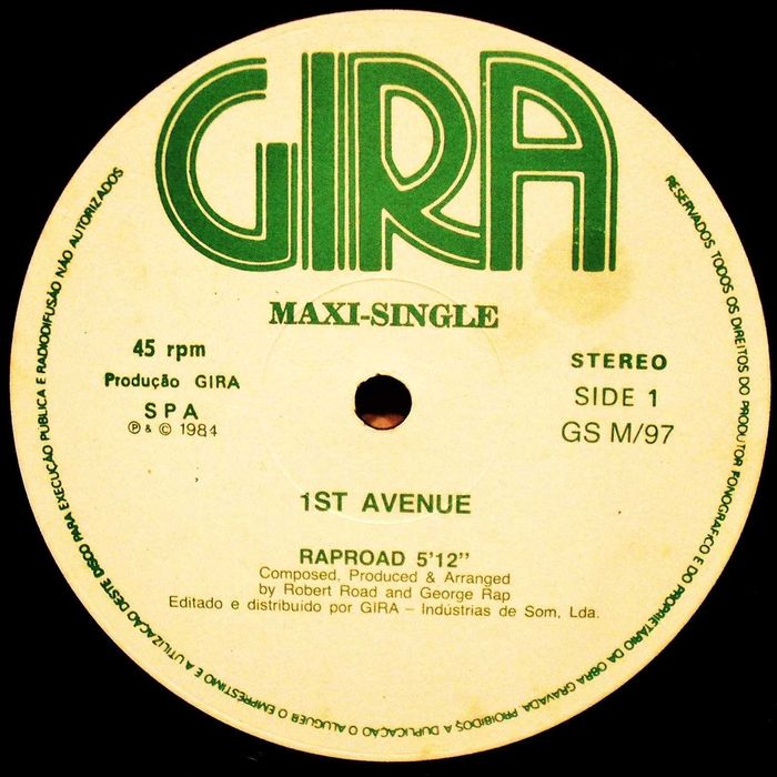 1St Avenue - Raproad Vinyl Record - 1984 - 12"