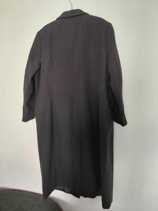 Czarny elegancki długi maxi płaszcz damski plus size 54
