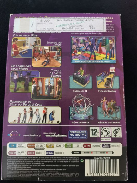 Vende-se pack especial Sims 2,jogo original e expansão Sims na noite