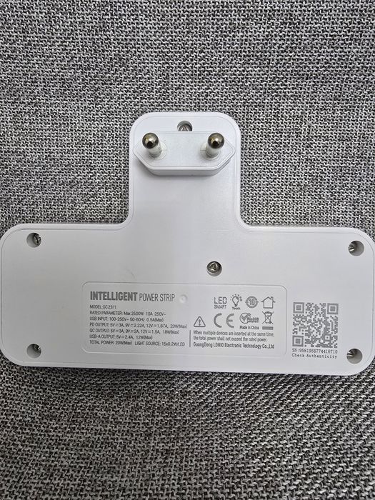 Мережевий фільтр LDNIO SC2311 2 USB + 1 Type-C 20W
