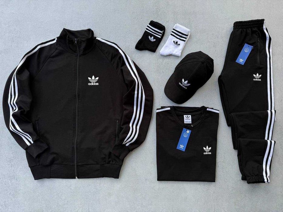 Чоловічий спортивний костюм Adidas (кофта + штани + кепка)