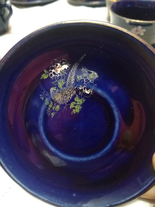 Kobaltowy imbryk 3 czarki plus dodatki