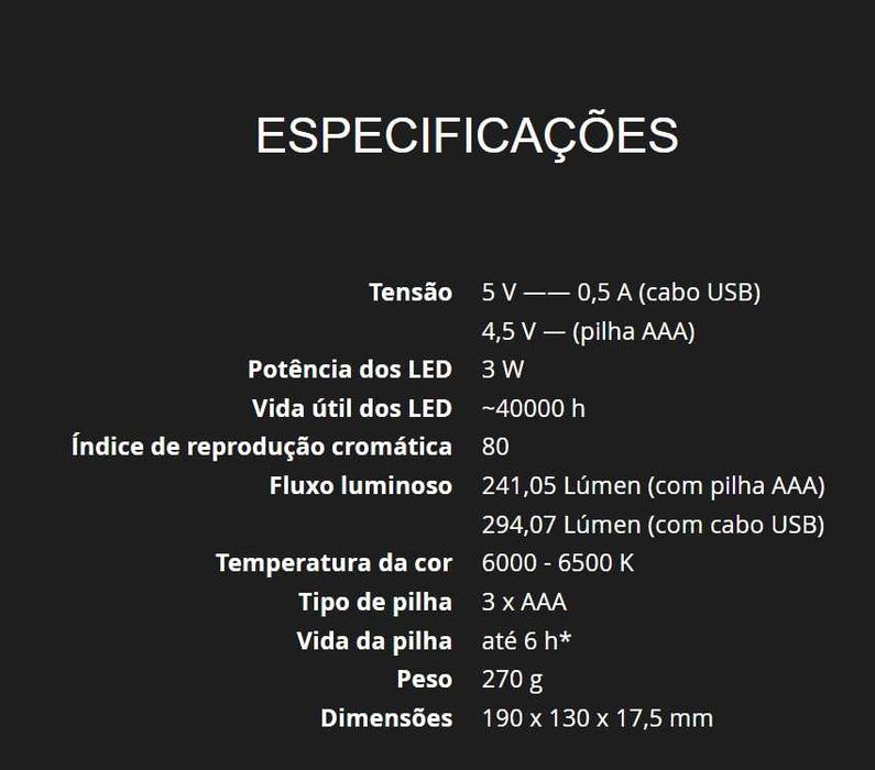 Espelho de Maquilhagem com Iluminação - NOVO