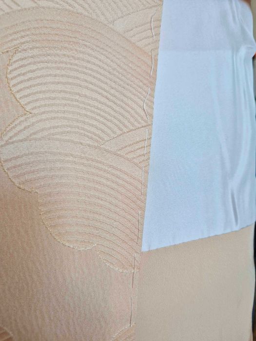 Masełkowe żółte kimono iromuji w fale chmury jedwabne z Japonii