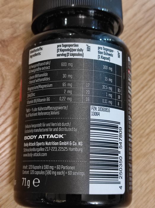 Ashwagandha Ekstrakt KSM 66 firmy Body Attack