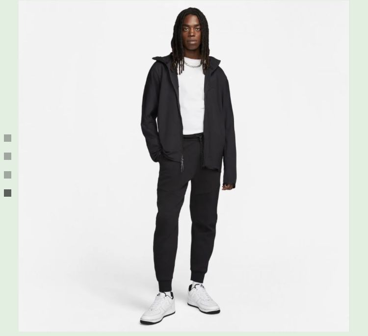 (XS) Черное Зип худи NIKE TECH FLEECE LIGHTWEIGHT BLACK худі толстовка