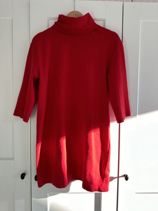 Dzianinowe, dresowa sukienka z golfem Zara, czerwona, rozmiar M / 38