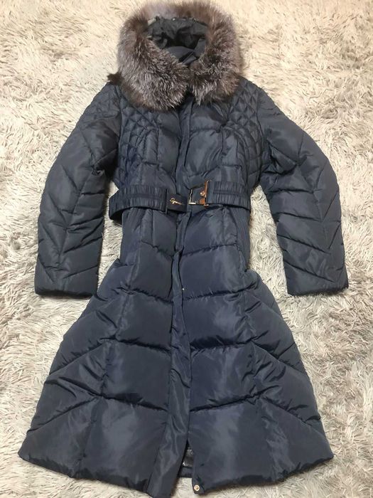 Длинное макси пальто пуховик с чернобуркой большой размер хххл