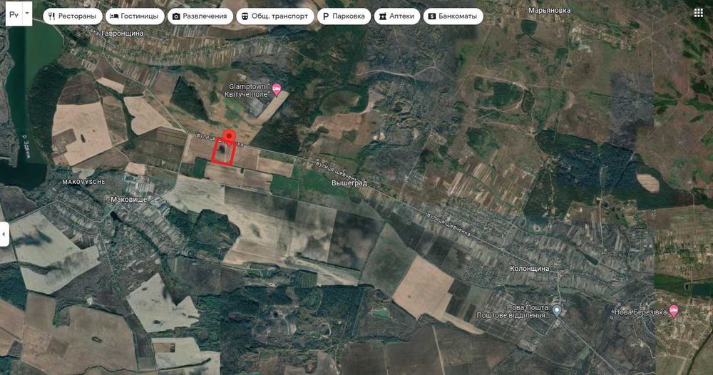 Фасад земля 6.6га строительство домов или теплицы Колонщина-Маковище