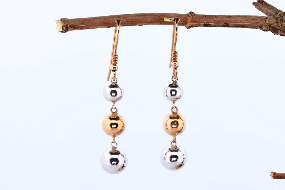 Złote wiszące kolczyki - au 375