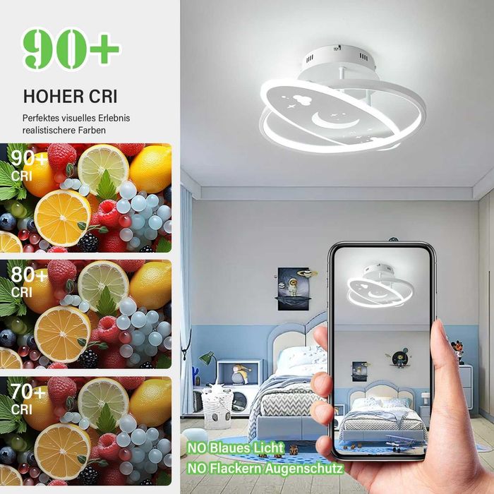 YLFXL Dziecięca lampa sufitowa LED, gwiazda, księżyc