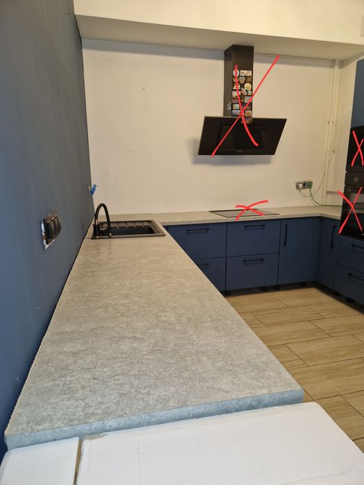 Blat kuchenny szary Pfleiderer zestaw ze zlewem stan bardzo dobry