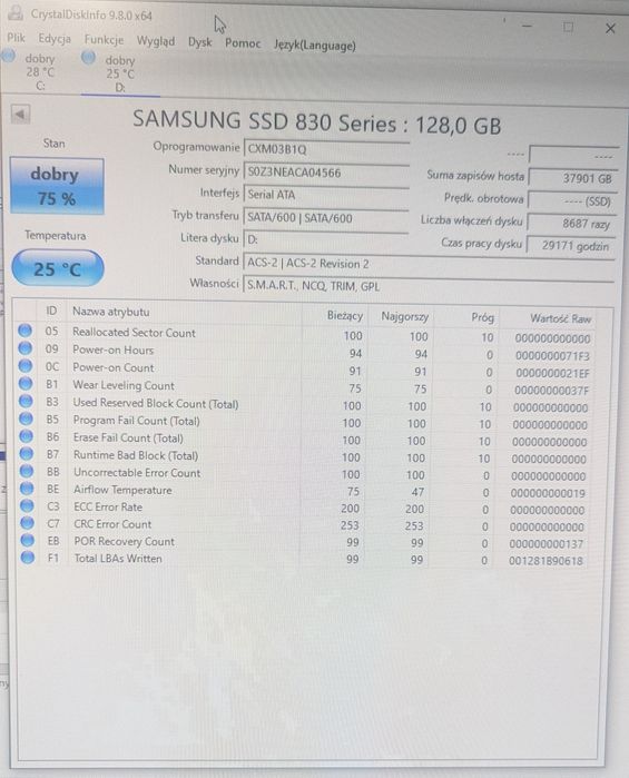 Dysk SSD Samsung 830 series 128GB