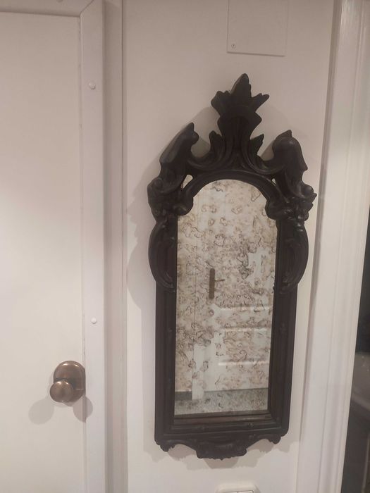 Espelho decorativo envelhecido moldura castanha