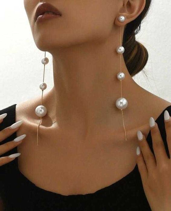 Длинные сережки, серьги с жемчужинами SHEIN, 2 в1