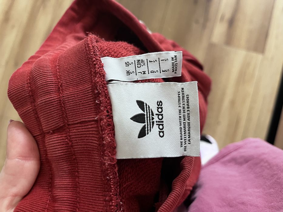 Spodnie dresy bordowe /czerwone adidas S