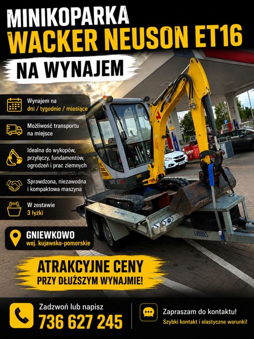 Minikoparka Wacker Neuson ET16 | Wynajem | Operator / bez operatora