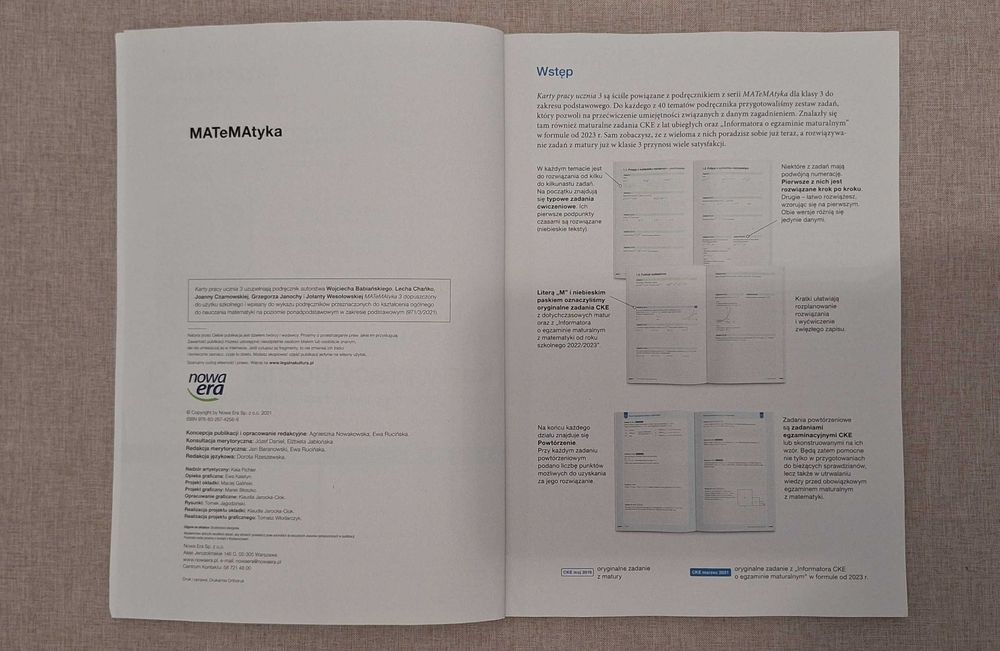 Matematyka 3, Nowa era, karty pracy poziom podstawowy, stan jak nowe