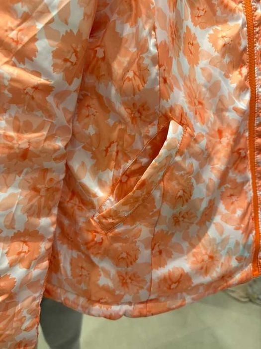 Piękna dwustronna neonowa kurtka wiosna lato pomarańczowy kwiaty