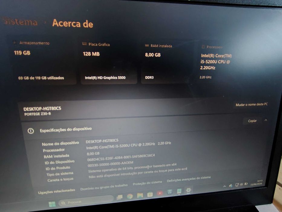 Vendo computador portátil Toshiba de 14 polegadas