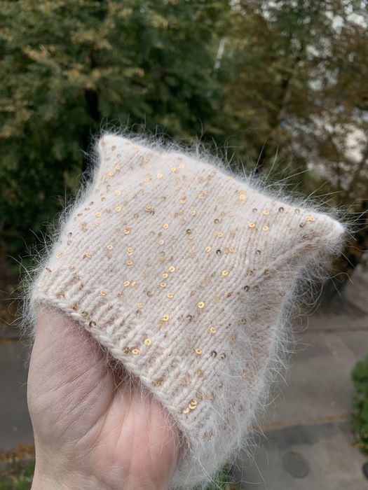 Шапочка 44-48 пух норки handmade