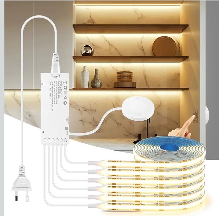 Taśma led 12 V 6 sztuk po 2 m barwa ciepła czujnik ruchu