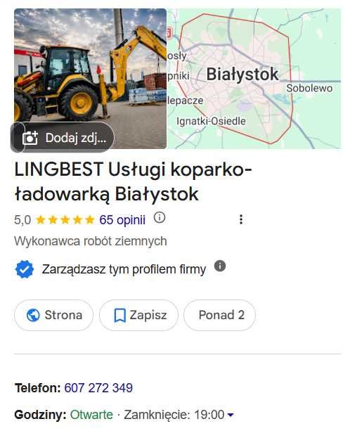 Usługi Koparko-ładowarką Prace ziemne Białystok okolice Szybki termin!
