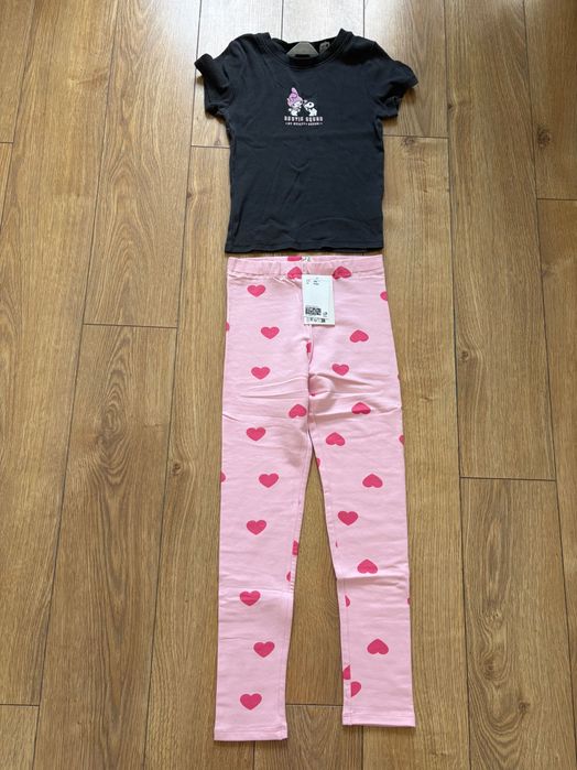 Legginsy ocieplane meszkiem serca serduszka H&M r.140