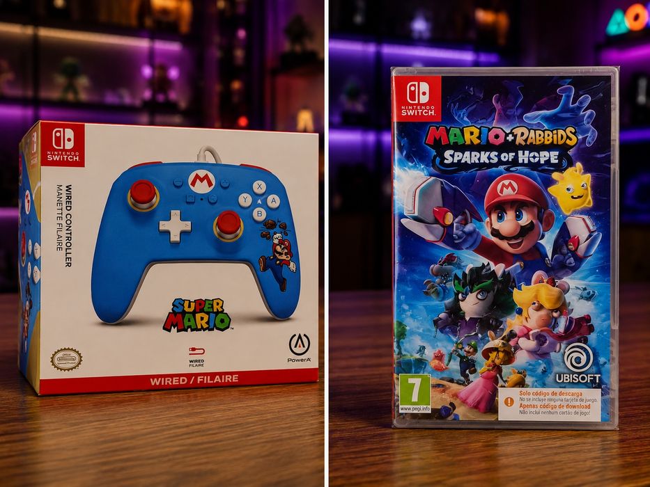 Nintendo Switch Jogo Código para descarga Mario Rabbids Sparks of Hope + Comando com fio Super Mario Edição Mario Brick Breaker